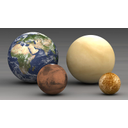 Comparação entre os tamanhos dos planetas rochosos. Fonte: http://pt.m.wikipedia.org/wiki/Ficheiro:Telluric_planets_size_comparison.jpg